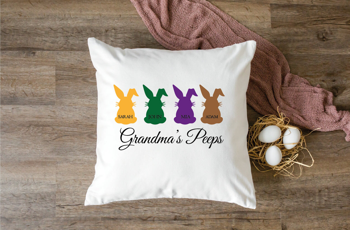 Personalized Easter Welcome Peeps Pillow, Easter Decorations, Spring Decor, Custom Easter Pillow, Personalized Spring Pillow, Easter Gift - Arria Home