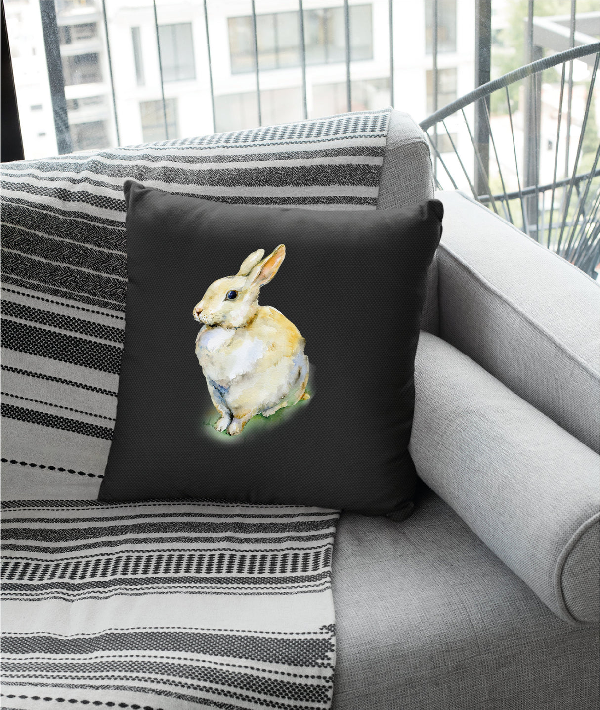 Easter Watercolor Bunny Pillow, Easter Bunny Decorations, Easter Gift, Easter Farmhouse Pillow, Easter Home Decor Holiday Decor Gift - Arria Home
