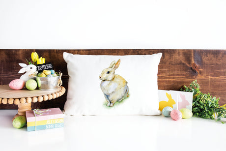 Easter Watercolor Bunny Pillow, Easter Bunny Decorations, Easter Gift, Easter Farmhouse Pillow, Easter Home Decor Holiday Decor Gift - Arria Home