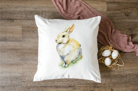 Easter Watercolor Bunny Pillow, Easter Bunny Decorations, Easter Gift, Easter Farmhouse Pillow, Easter Home Decor Holiday Decor Gift - Arria Home