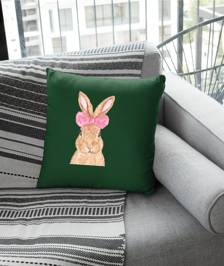 Easter Watercolor Pink Bunny Pillow, Easter Decor, Bunny Pillow, Bunny Decor, Easter Lumbar Pillow, Easter Throw Pillow, Easter Day Gift - Arria Home