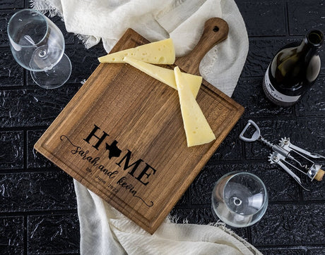 Personalized Home State Cutting Board, Custom Charcuterie Board, Personalized Cheese Board, housewarming Gift, Couple New House Gift - Arria Home