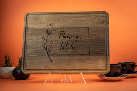 Custom Mom Kitchen Charcuterie Board, Personalized Gift for Mom, Mothers Day Gift, Mom Gift Idea, Kitchen Decor, WITH Acrylic Stand, Engrave - Arria Home