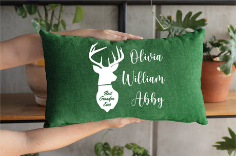 Personalized Grandma Deer Pillow, Grandma Gift, Custom Pillow, Deer Family Pillow, Farmhouse Decor, Decorative Pillow, Mothers Day Gift Idea - Arria Home