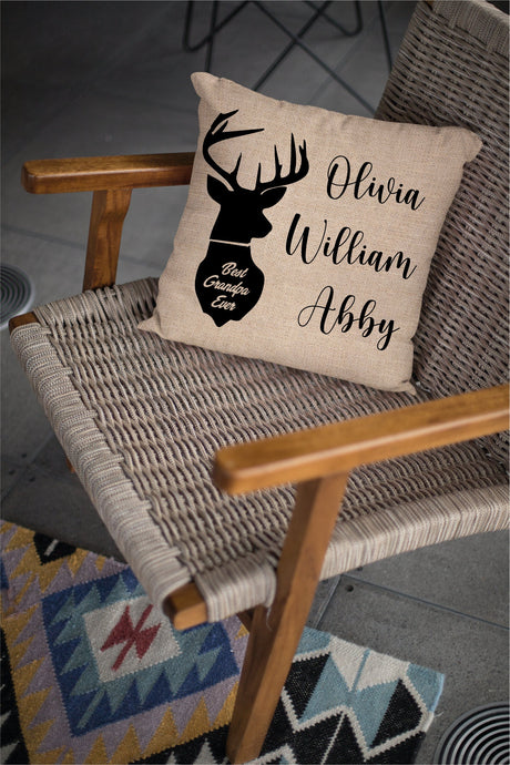 Personalized Grandma Deer Pillow, Grandma Gift, Custom Pillow, Deer Family Pillow, Farmhouse Decor, Decorative Pillow, Mothers Day Gift Idea - Arria Home