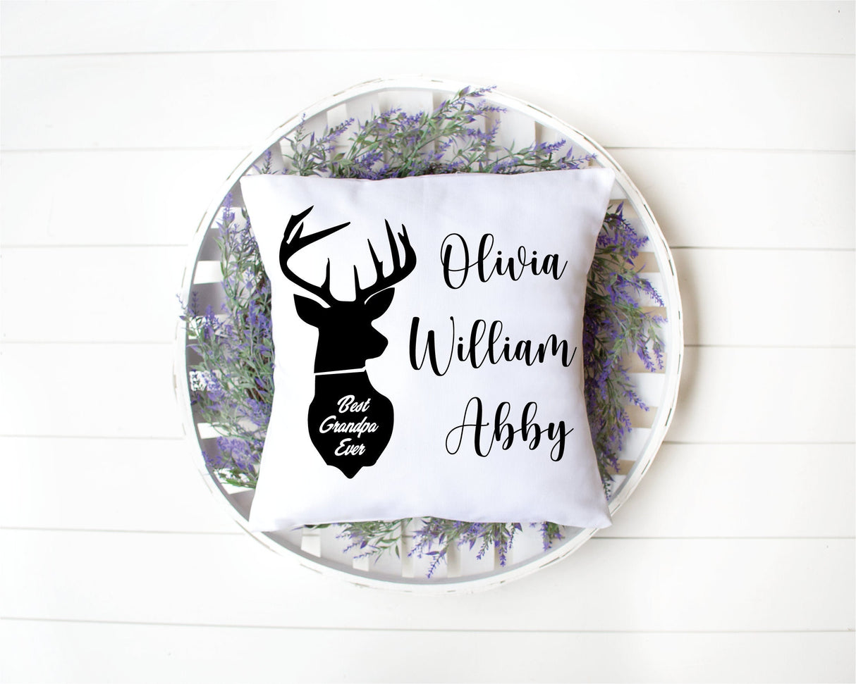 Personalized Grandma Deer Pillow, Grandma Gift, Custom Pillow, Deer Family Pillow, Farmhouse Decor, Decorative Pillow, Mothers Day Gift Idea - Arria Home