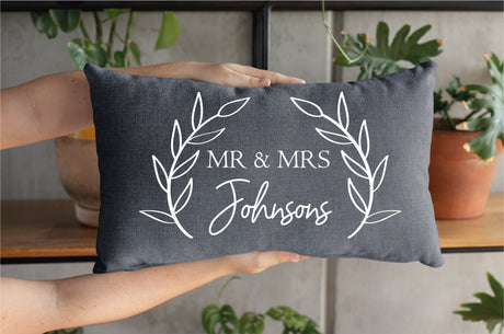 Personalized Mr Mrs Family Name Pillow, Surname Pillow, Family Name Pillow, Custom Wedding Pillow, Wedding Gift, Engagement Gift, Decorative - Arria Home