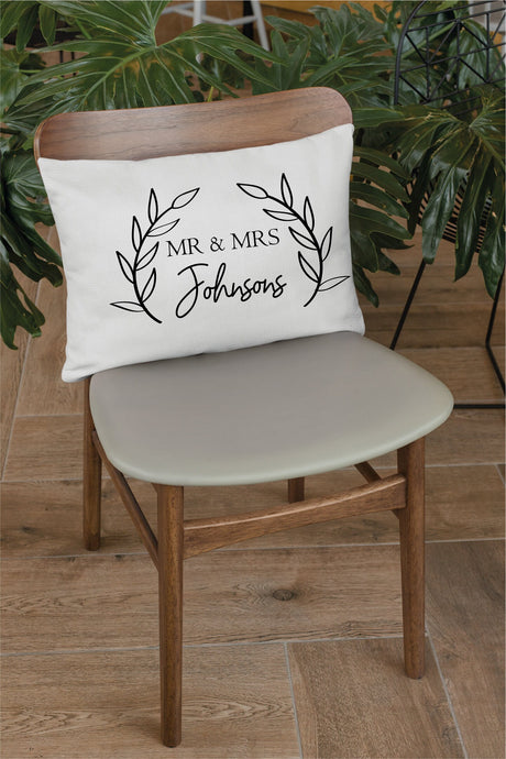 Personalized Mr Mrs Family Name Pillow, Surname Pillow, Family Name Pillow, Custom Wedding Pillow, Wedding Gift, Engagement Gift, Decorative - Arria Home