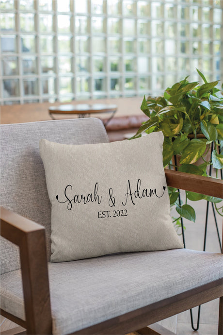 Personalized Couple Name Pillow, Personalized Name Pillow, Custom Wedding Pillow, Anniversary Gift, Gift for Couple, Engagement Gift, Decor - Arria Home