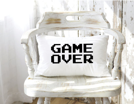 Personalized Game Over Lumbar Pillow, Game Chair Pillow, Gamer Gift, Gaming Gift, Game Room Decor, Gift for Gamer, Streamer Gift, Custom - Arria Home