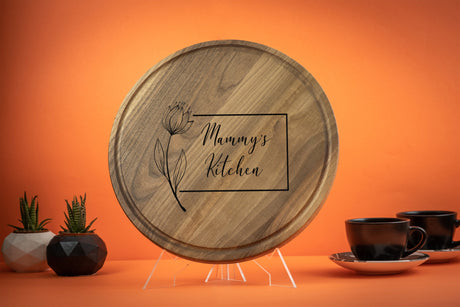 Custom Mom Kitchen Charcuterie Board, Personalized Gift for Mom, Mothers Day Gift, Mom Gift Idea, Kitchen Decor, WITH Acrylic Stand, Engrave - Arria Home