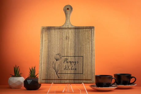 Custom Mom Kitchen Charcuterie Board, Personalized Gift for Mom, Mothers Day Gift, Mom Gift Idea, Kitchen Decor, WITH Acrylic Stand, Engrave - Arria Home