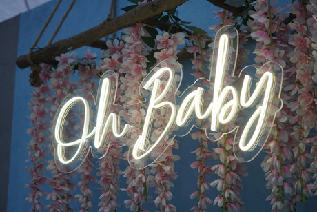 Baby Shower Custom Neon Sign, Personalized Neon Sign, Baby Shower Decor, New Baby Gift, Baby Shower Backdrop, Boho Baby Shower, Baby Sign - Arria Home