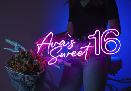 Custom Sweet 16 Neon Sign, Personalized Birthday Party Neon Sign, Birthday Party Backdrop, Bestfriend Birthday Gift, Sweet 16 Decor, Signage - Arria Home