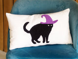 Embroidered Halloween Spooky Cat Pillow, Halloween Decor, Fall Decor, Autumn Decor, October Decor, Cat Pillow, Halloween Pillow, Fall Pillow - Arria Home