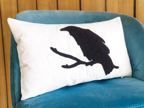 Halloween Crow Embroidered Pillow, Crow Pilow, Halloween Decor, Fall Decor, Gothic Decor, Halloween Home Decorations, Crow Decor, Crow Art - Arria Home