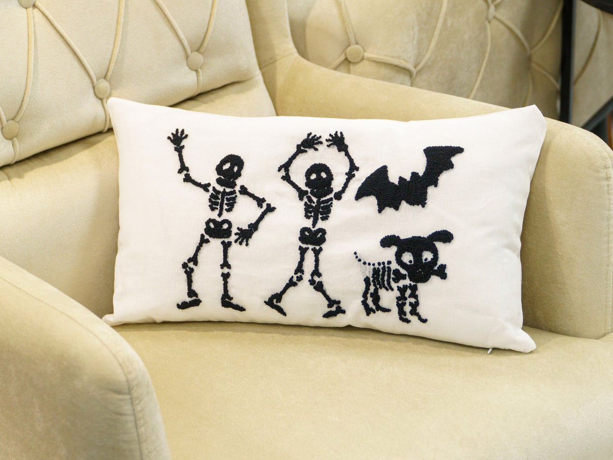 Halloween Skeleton Family Pillow, Dancing Skeletons Pillow, Halloween Decor, Halloween Pillow, Halloween Cushion, Funny Halloween, Gift - Arria Home