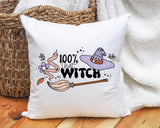 Witch Halloween Pillow, Cute Halloween Decor, %100 Witch, Halloween Decorations, Hallloween Lumbar Pillow, Halloween Throw Pillow, Gift - Arria Home