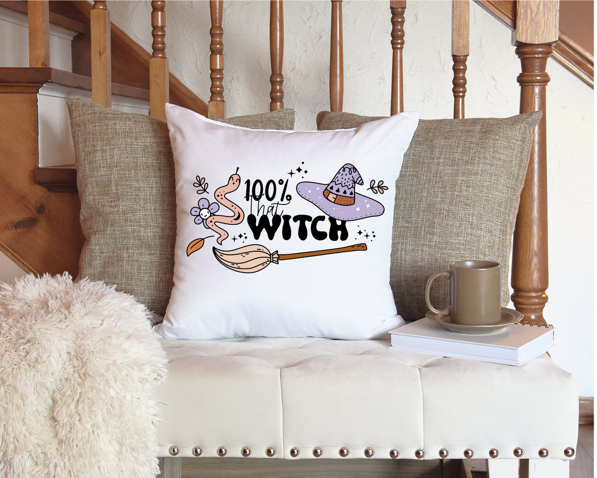 Witch Halloween Pillow, Cute Halloween Decor, %100 Witch, Halloween Decorations, Hallloween Lumbar Pillow, Halloween Throw Pillow, Gift - Arria Home