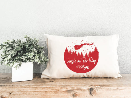 Christmas Jingle all the Way Decorative Pillow, Noel Home Decorations, Xmas Lumbar Pillow, Christmas Decorations, Farmhouse Decor, Santa - Arria Home