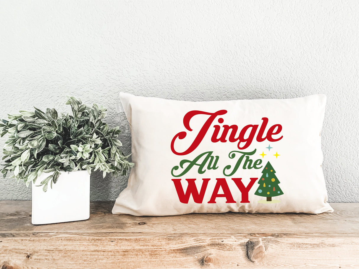 Jingle All The Way Christmas Pillow, Christmas Decorations, Christmas Lumbar Pillow, Christmas Gift, Home Decorative Pillow, Personalized - Arria Home