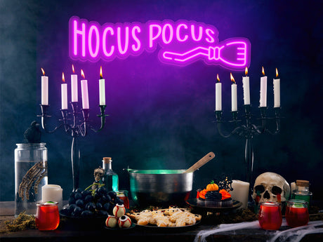 Halloween Custom Monster Party Neon Sign, Hocus Pocus Halloween Neon Sign, Happy Haunting, Halloween Decorations, Fall Neon Sign, Halloween - Arria Home