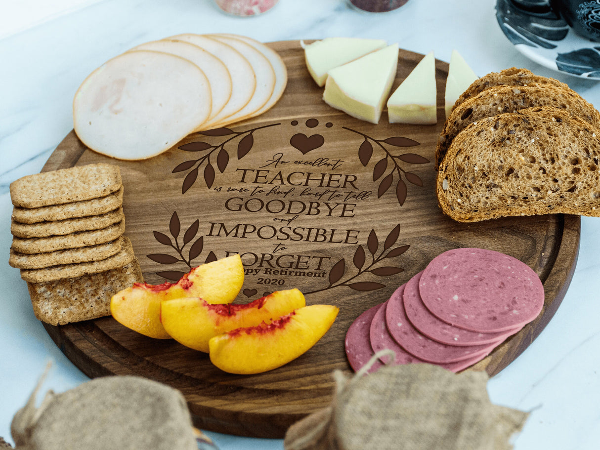 Retirement Gift Cutting Board Personalized, Happy Retirement, Personalized Wood Board, Custom Cheese Board, Charcuterie Board Personalized - Arria Home