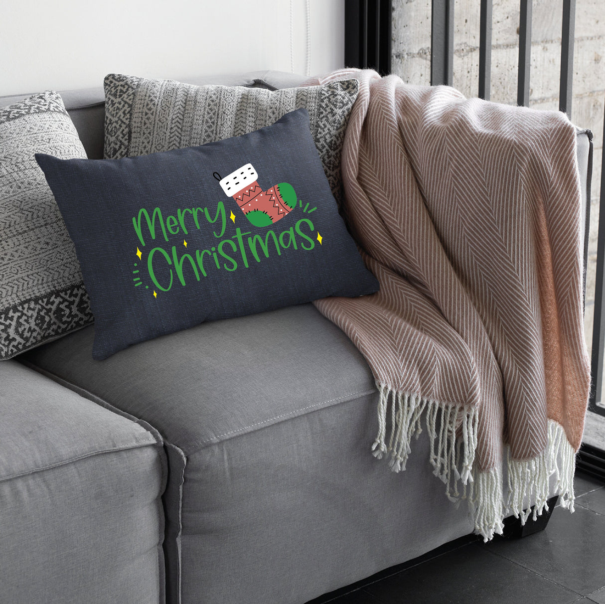 Merry Christmas Pillow, Christmas Stocking Decor, Christmas Gift, Xmas Pillow Cover, Noel Throw Pillow, Christmas Cushion, Christmas Pillow - Arria Home