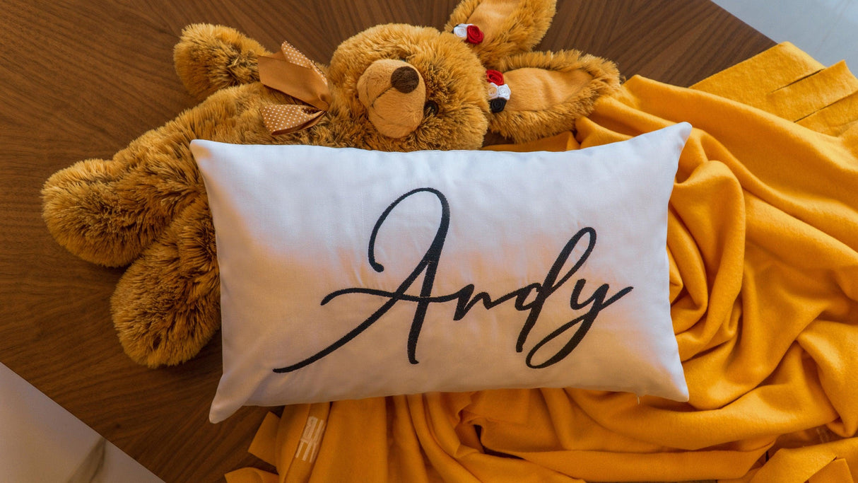 Embroidered Kid Name Pillow, Girl Room Decor, Kid Room Decor, Baby Giril Name Pillow, Girl Birthday Gift, Nursery Pillow, Custom Pillow - Arria Home