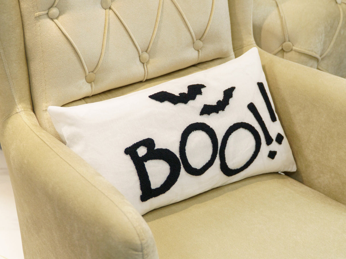 Embroidered BOO Halloween Decor, Halloween Pillow, Halloween Gift, BOO Pillow, Halloween Decor, October Decor, Fall Decor, Decorative Pillow - Arria Home