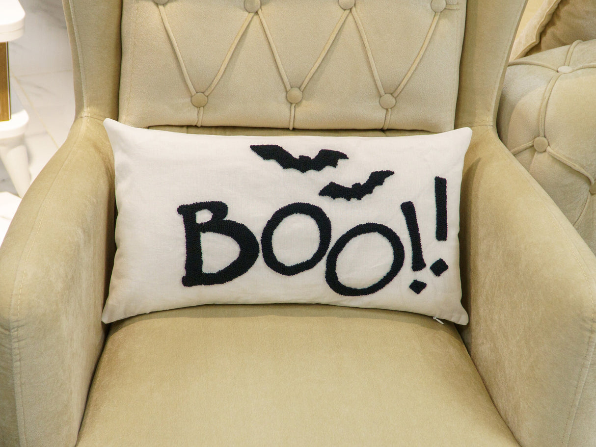 Embroidered BOO Halloween Decor, Halloween Pillow, Halloween Gift, BOO Pillow, Halloween Decor, October Decor, Fall Decor, Decorative Pillow - Arria Home