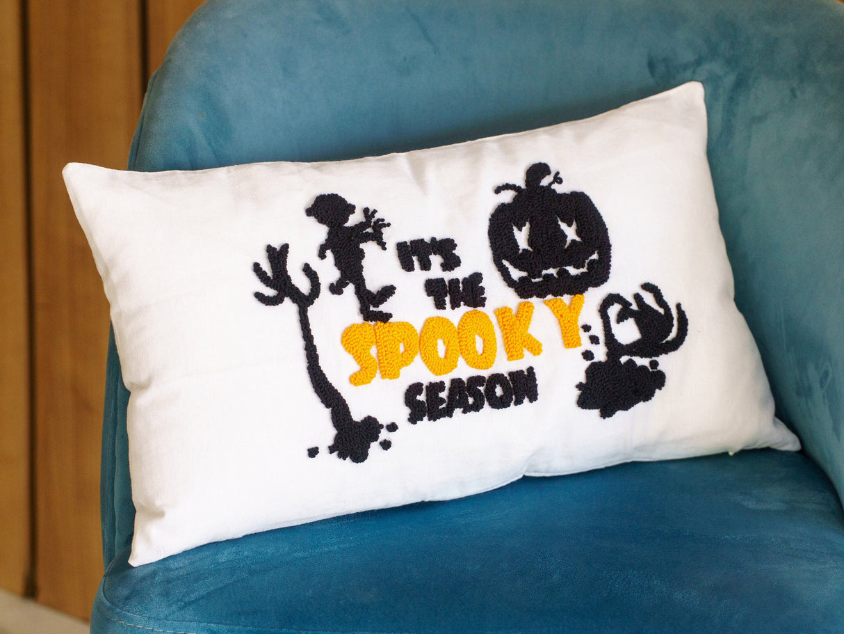 Emroidered Halloween Spooky Pillow, Halloween Decor, Spooky Pillow, Spooky Gift, Spooky Decor, Fall Decor, Fall Lumbar Pillow, Decorative - Arria Home