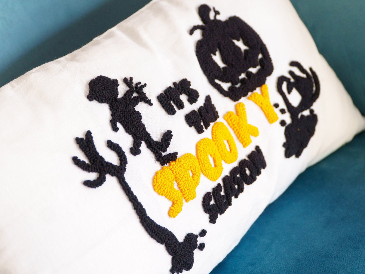 Emroidered Halloween Spooky Pillow, Halloween Decor, Spooky Pillow, Spooky Gift, Spooky Decor, Fall Decor, Fall Lumbar Pillow, Decorative - Arria Home