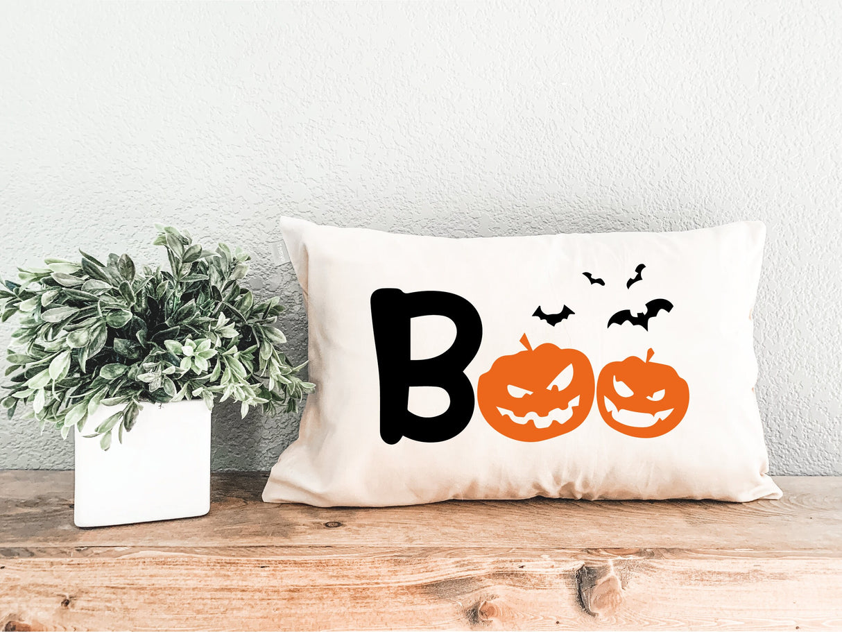 BOO Pumpkin Face Pillow, Halloween Decor, Fall Decorations, Holiday Decor, Halloween Lumbar Pillow, Halloween Throw Pillow, Halloween Gift - Arria Home