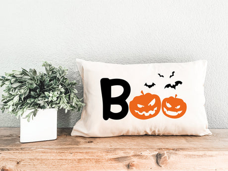 BOO Pumpkin Face Pillow, Halloween Decor, Fall Decorations, Holiday Decor, Halloween Lumbar Pillow, Halloween Throw Pillow, Halloween Gift - Arria Home