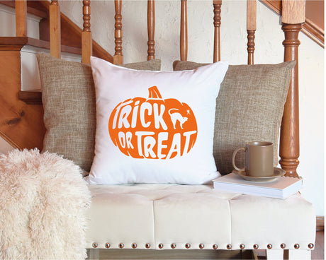 Trick or Treat Pumpkin Face Halloween Pillow, Fall Decorations, Halloween Decor, Halloween Gift, Accent Pillow, Farmhouse Decor, Pillow - Arria Home