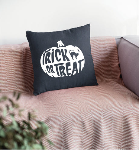 Trick or Treat Pumpkin Face Halloween Pillow, Fall Decorations, Halloween Decor, Halloween Gift, Accent Pillow, Farmhouse Decor, Pillow - Arria Home