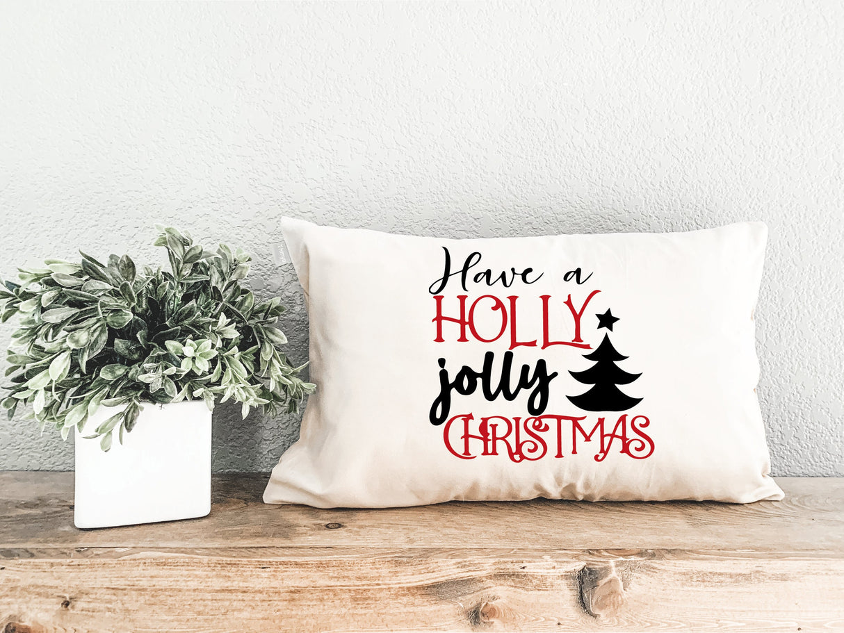 Holly Jolly Christmas Pillow, Christmas Decor, Noel Lumbar Pillow, Xmas Throw Pillow, Christmas Cushion, Christmas Gift, Decorative Pillow - Arria Home