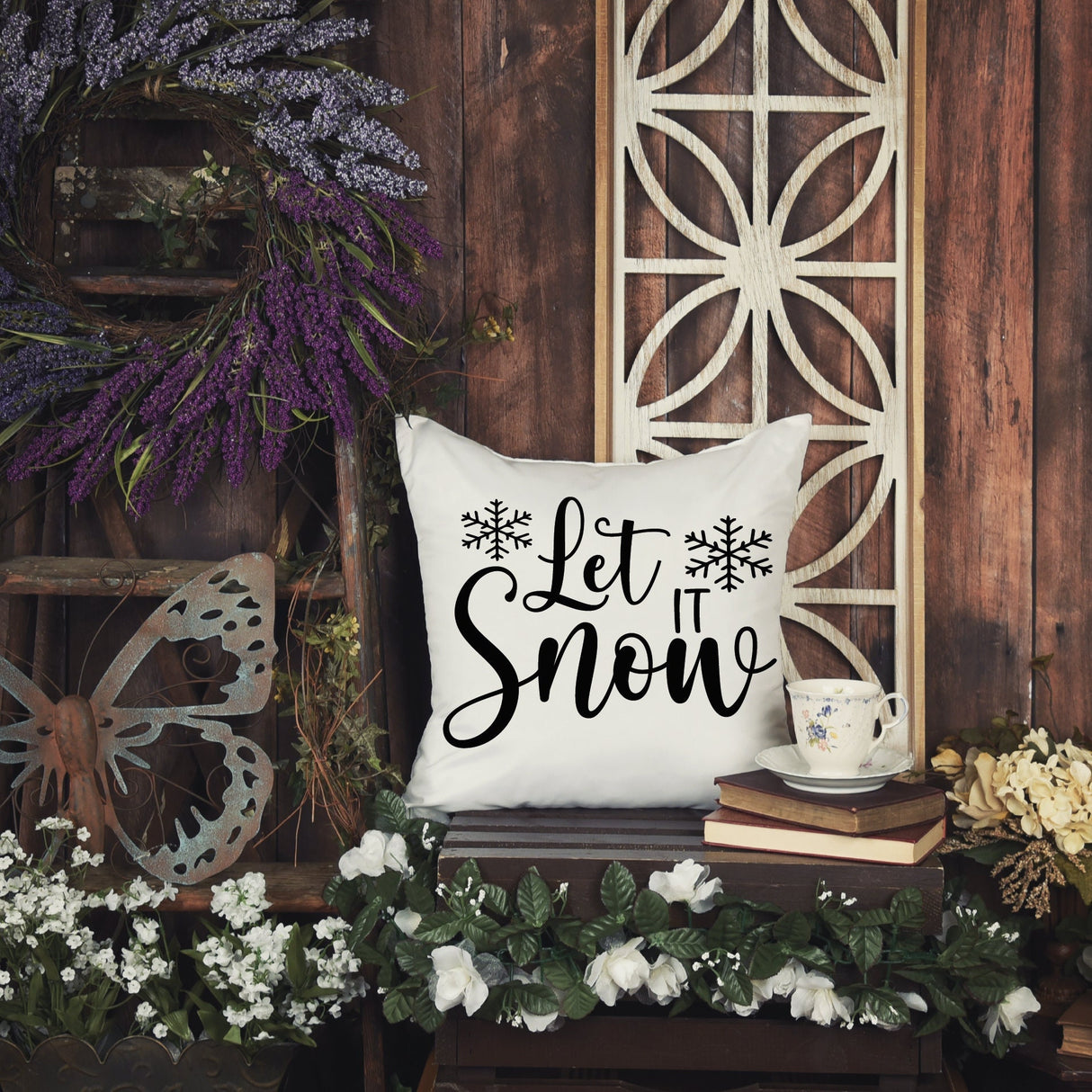 Let it Snow Christmas Decorative Pillow, Christmas Gift for Family, Noel Lumbar Pillow, Xmas Throw Pillow, Gift for Christmas, Home Decor - Arria Home