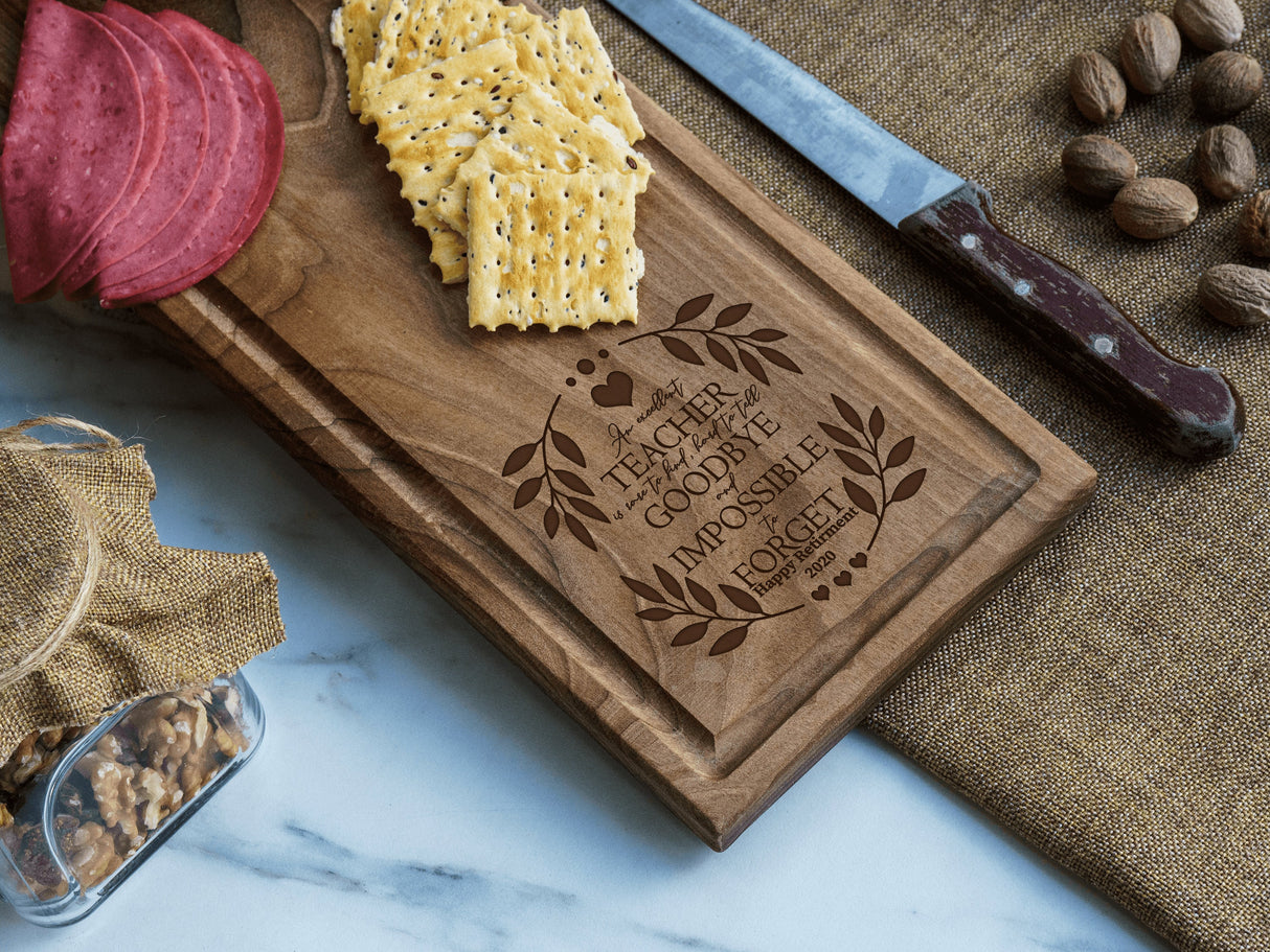 Teacher Retirement Gift, Cutting Board Personalized, Custom Cutting Board, Mentor Gift, Charcuterie Board, Cheese Board, Serving Board Gift - Arria Home