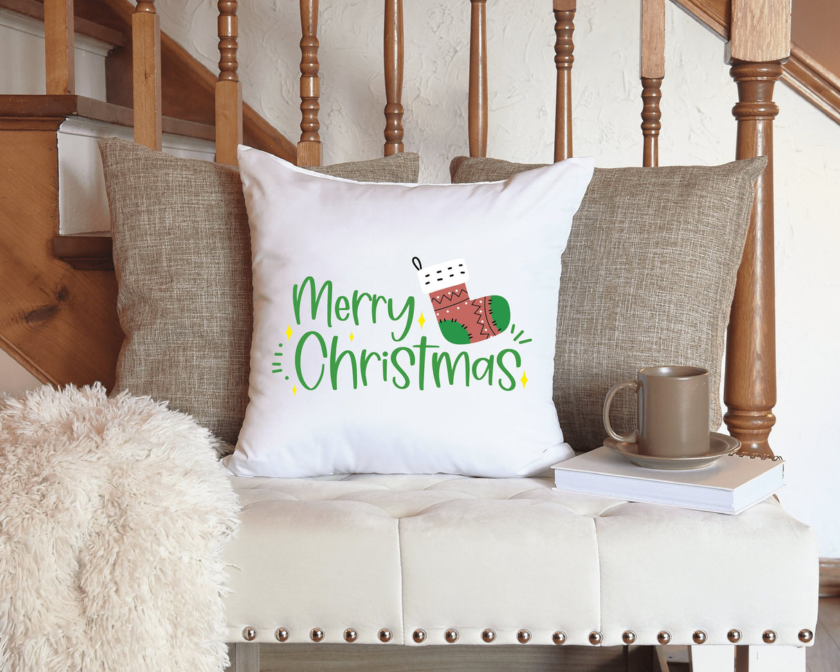 Merry Christmas Pillow, Christmas Stocking Decor, Christmas Gift, Xmas Pillow Cover, Noel Throw Pillow, Christmas Cushion, Christmas Pillow - Arria Home