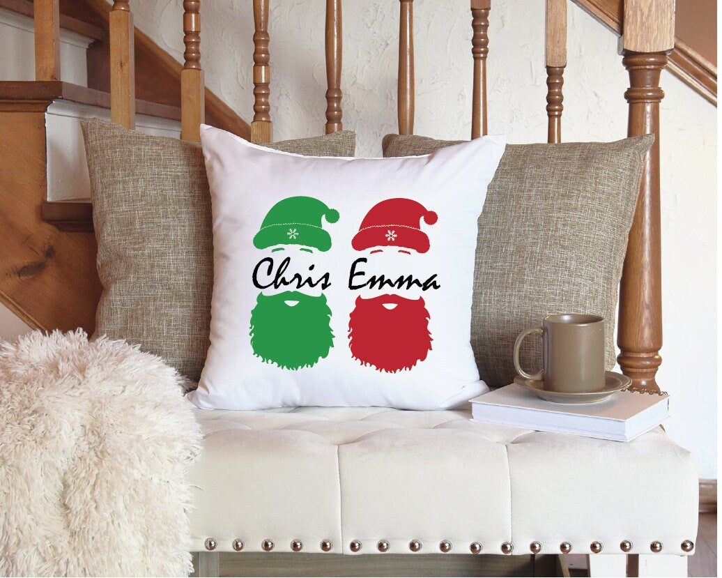 Christmas Name Pillow, Santa Name Christmas Decor, Christmas Pillow Cover, Grandma Gift, Grandchildren Name Pillow, Gift for Grandma, Xmas - Arria Home