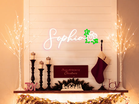 Christmas Name Neon Sign, Christmas Girl Gift, Christmas Baby Boy Gift, Christmas Gift Idea, Christmas Bedroom Wall Decor, Nursery Decor - Arria Home