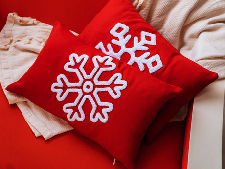 Snowflake Embroidery Pillows, Christmas Decoration, Xmas Party Ornament, Noel Throw Pillow, Christmas Gift, Holiday Accent Pillow, Xmas Gift - Arria Home