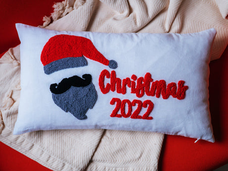 Christmas 2023, Personalized New Year Party Decor, Punch Needle Embroidered Pillow, Xmas Party Pillows, Jingle Bells, Christmas Decorations - Arria Home