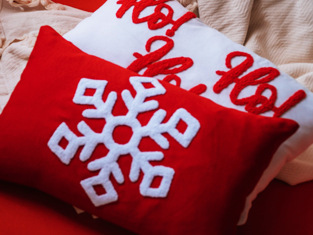 Winter Snowflake Punch Needle Embroidered Pillows, Christmas Pillows, Merry Christmas, Christmas Decorations, Xmas Lumbar Pillow, Noel Gift - Arria Home