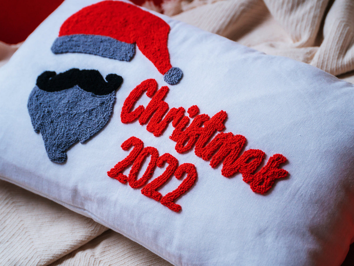 Christmas 2023, Personalized New Year Party Decor, Punch Needle Embroidered Pillow, Xmas Party Pillows, Jingle Bells, Christmas Decorations - Arria Home