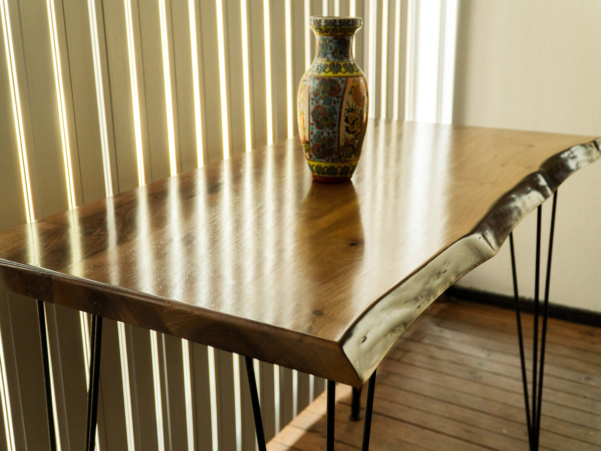 Live Edge Walnut Solid Wood Desk, Natural Computer Desk, Standing Wooden Desk, Office Furniture, Living Room Furniture, Rustic Dining Table - Arria Home