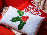 Christmas Holy Night Embroidered Pillow, Christmas Decorations, Farmhouse Decor, Holly Decor for Christmas Night, Christmas Cushion, Gift - Arria Home