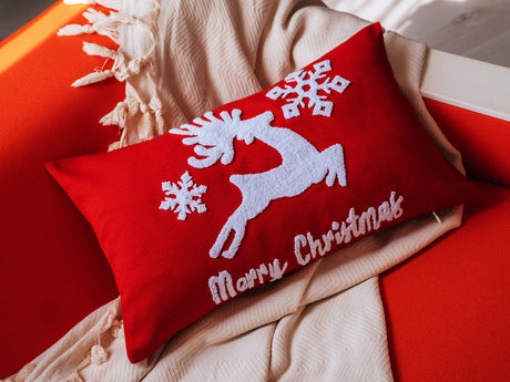 Merry Christmas Pillows, Reindeer with Snowflakes, Christmas Ornaments, Xmas Decorations, Christmas Gift, Christmas Decorations, Noel Gift - Arria Home